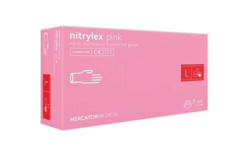 Mercator Medical Nitrylex PINK Nitrile Examination & Protective Gloves - jednorázové nitrilové rukavice bezpudrové růžové