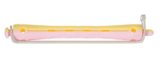 Plastové natáčky na trvalou s patentovou gumičkou 8052 - pink/yellow -8 mm