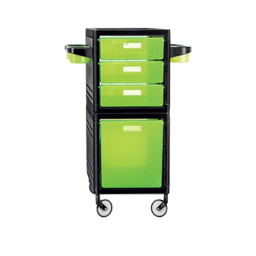 ​Ceriotti MY - kadeřnický vozík černo - zelená - 3 posuvné zásuvky + 1 velká posuvná zásuvka