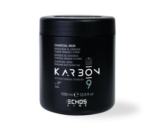 Echosline Karbon 9 Mask - maska ​​s aktivním uhlím pro poškozené a chemicky ošetřené vlasy 1000 ml