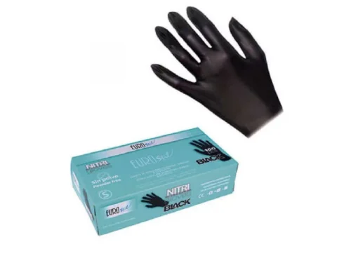 Eurostil Nitrile Gloves Powder Free - černé nitrilové rukavice bezpudrové