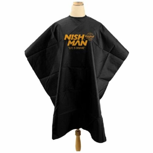 Nishman Barber Cape Black "life is dynamic" - černá pláštěnka s logem Nishman ﻿